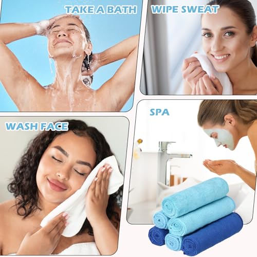 Newwiee 40-Piece Cotton Blend Face Wash Cloths, 12x12 Inch, Blue Series