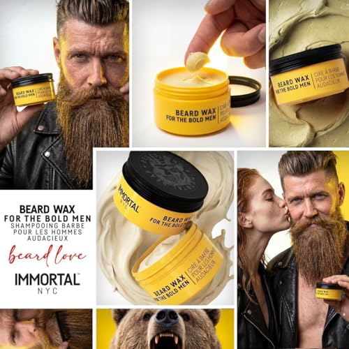Immortal NYC Beard King Beard Wax - Strong Hold Styling for Men, 50ml