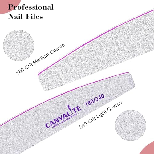 Canvalite Nail Files 180/240 Grit - 10 PCS Emery Boards for Natural Nails
