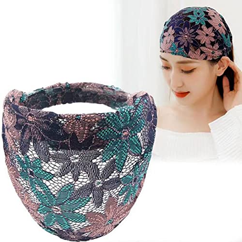 4 Pack Lace Elastic Headbands for Women & Teens - Flower Design