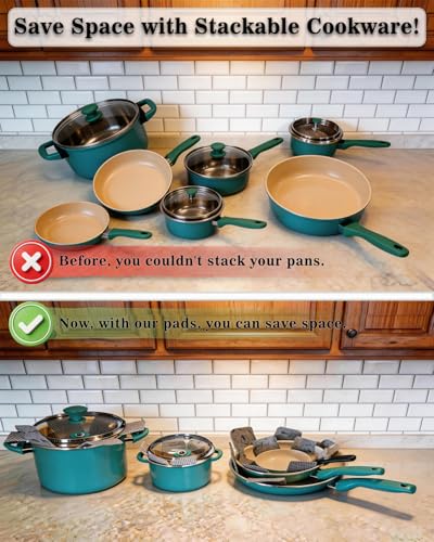 Pot and Pan Protectors Set - 12 Anti-Slip Dividers in 3 Sizes