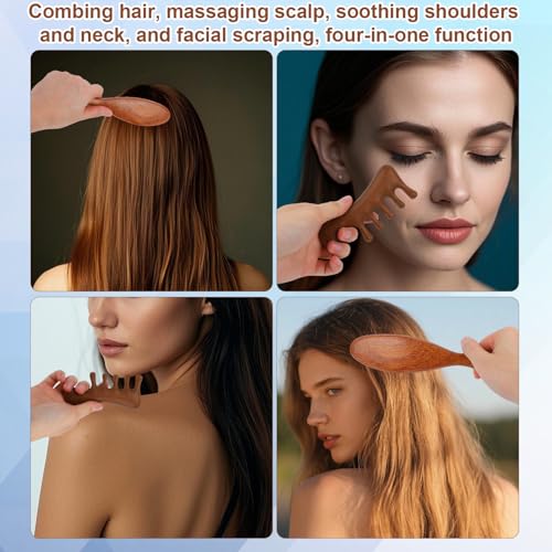 Wooden Dreadlock Comb Set for Hair Growth & Scalp Massage - 2 Pack