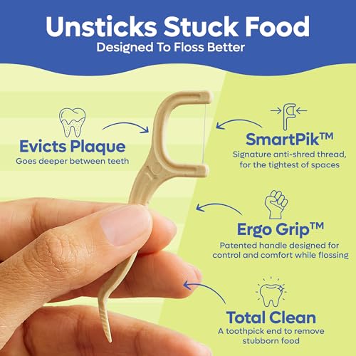 Eco-Friendly Dental Floss Picks - 50ct Straw Wheat Vegan Mint