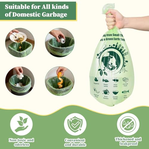 Compostable Small Trash Bags 1.2 Gallon, 120 Count - Strong & Eco-Friendly