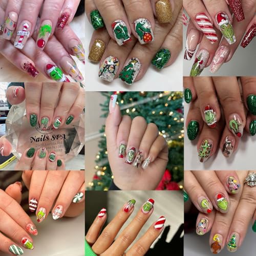 VGNRAR 8 Sheets Christmas Nail Decals DIY 3D Self-Adhesive Nail Art Stickers - Variation: DIY Christmas Nail Decals2