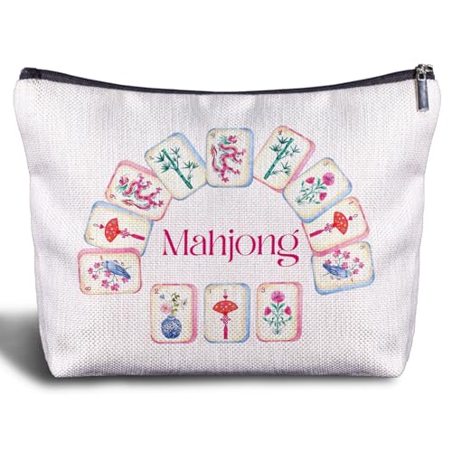 Zomhix Chinoiserie Chinese Mahjong Makeup Bag - Mahjong Gifts for Women, Travel Cosmetic Organizer