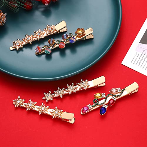 NVENF Style C Christmas Rhinestone Snowflake Hair Clips Set Holiday Hair Accessories