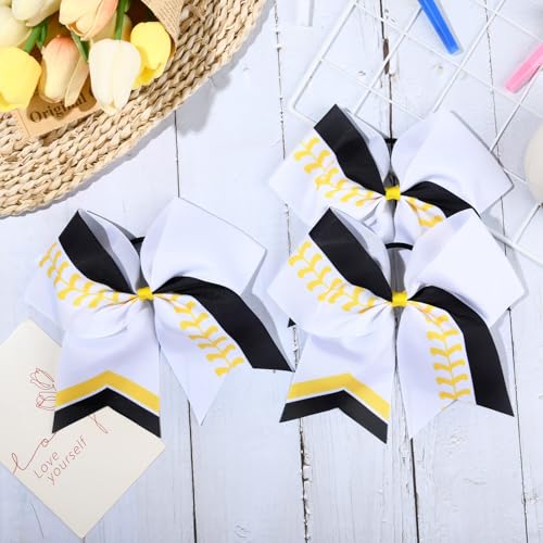 DEEKA 12 Pack Softball Cheer Bows 8-Inch Hair Accessories for Girls Teen Cheerleaders