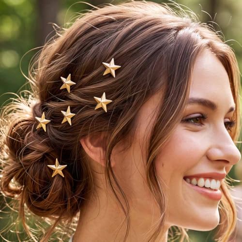 Gold Spiral Star Hair Clips Set of 5 for Women & Girls - Decorative Hair Accessories