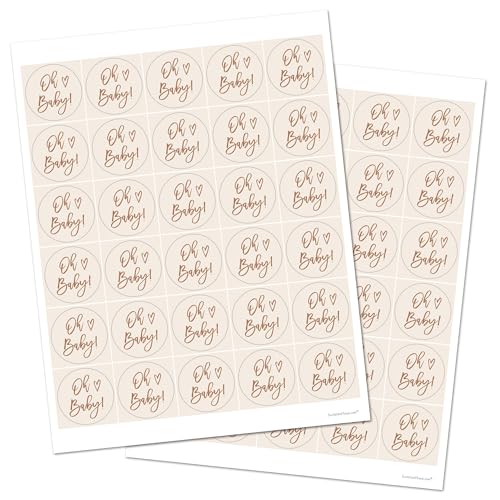 Oh Baby! Stickers - 1.5 Inch Round Labels, Set of 60 for Baby Showers