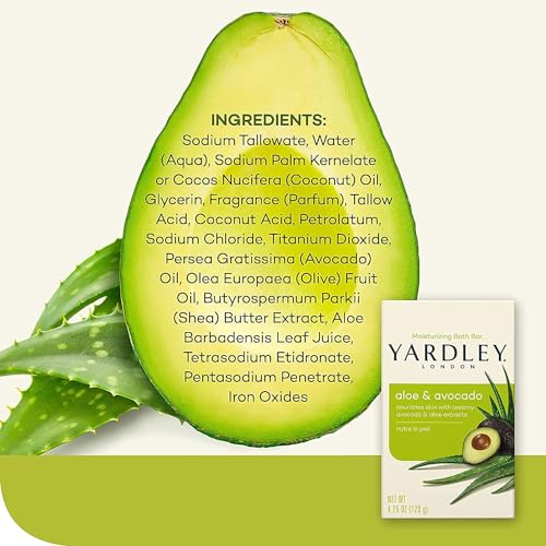 Yardley Fresh Aloe Bar Soap - Aloe & Avocado, 4.25 oz, 4 Pack