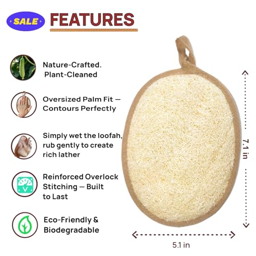 Premium Egyptian Loofah 2-Pack for Couples - White & Brown Exfoliating Scrubbers