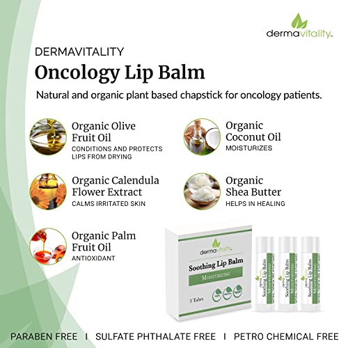 Oncology Lip Balm - Natural Organic Moisturizing Treatment, 3 Pack
