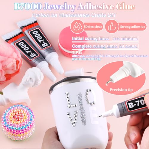 30000Pcs Silver Resin Rhinestones with 3Pcs B7000 Glue for Crafting