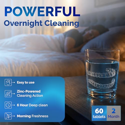 60 Count Overnight Retainer & Denture Cleaning Tablets - Extra Strength Odor & Stain Remover