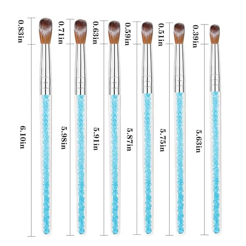 Acrylic Nail Brush Set - 6 Multi-Size Professional Brushes for Art