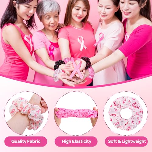 Breast Cancer Awareness Scrunchies - Pack of 40 Pink Hair Ties for Support & Style
