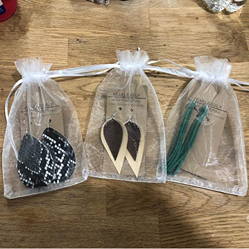 100Pcs White Organza Gift Bags 4x6 Inches with Drawstring