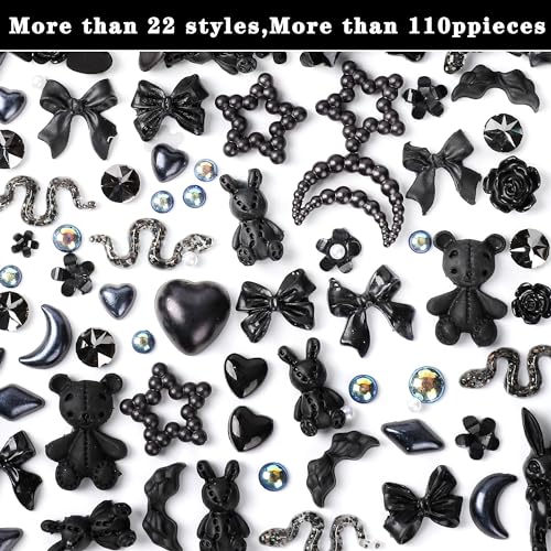 110 Pieces 3D Nail Charms for Acrylic Nail Art - Flowers, Bears, Butterflies & More