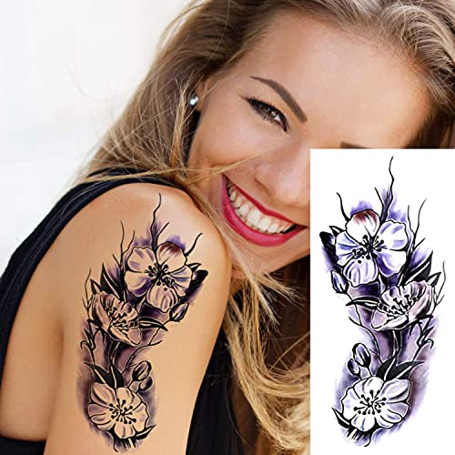 PHOGARY 24-Piece Large Flower Temporary Tattoos - Waterproof Stickers