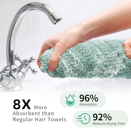 Microfiber Hair Towel Wrap for Long Curly Hair - 2 Pack Quick Dry Towels