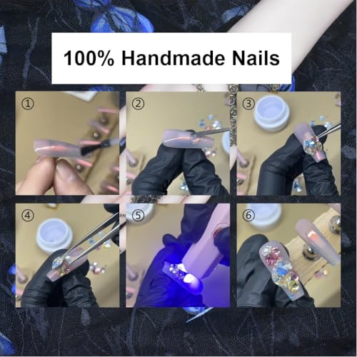 MellowBells Short Press-On Nails Mystery Box 20Pcs with Charms & Decor for Women - Random Size M 1.5-2.5cm