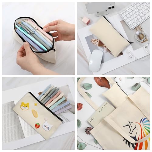 Phicorn 6-Pack Small Canvas Zipper Pouches - 8x4.2 in, Cotton