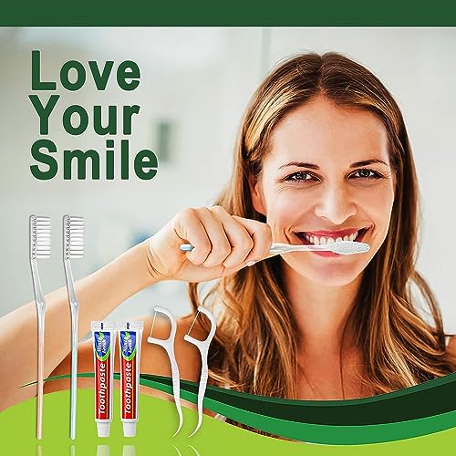 30 Packs Disposable Toothbrushes with Toothpaste & Floss Picks