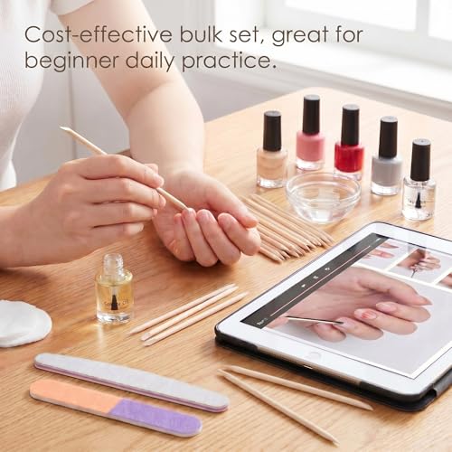200pcs Wood Cuticle Pusher Sticks - Double Sided Nail Tool