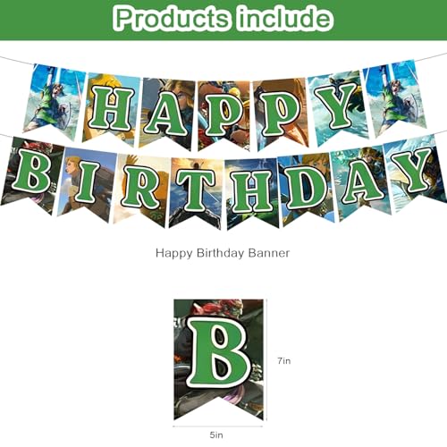 Zeldaa Birthday Party Supplies Set - Happy Birthday Banner, Balloons & Cake Topper