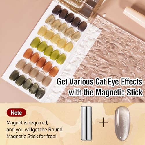 ADHERE Autumn Collection Cat Eye Gel Nail Polish Set - 7 Colors, 12ml Each