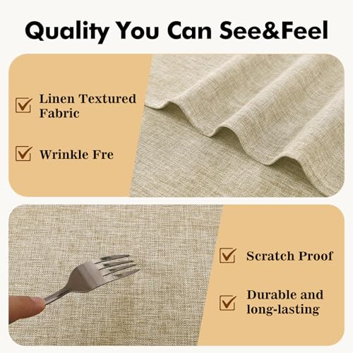 JIUZHEN 60 Inch Round Faux Linen Tablecloth - Stain & Wrinkle Resistant for Dining & Camping