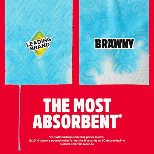 Brawny 3-Ply Paper Towels, 6 Double Rolls with Customizable Sheet Sizes