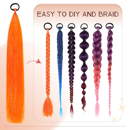 Lumitressa 26 Inch Orange Tinsel Ponytail Extension Pack - Synthetic Braided Hair