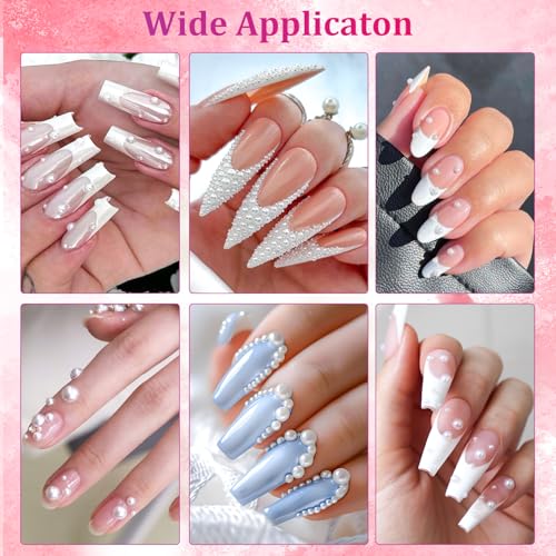 Flatback White Pearls for Nail Art & DIY Crafts - 6 Sizes
