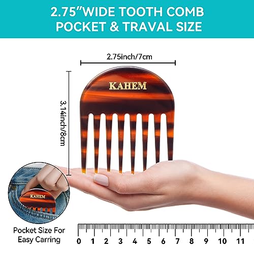KAHEM Handmade Small Wide Tooth Comb for Curly Hair, Pocket Size, Unbreakable, 1PCS