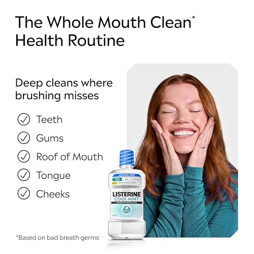 Listerine Extra Mild Alcohol-Free Mouthwash, Cool Mint - 2 x 1L