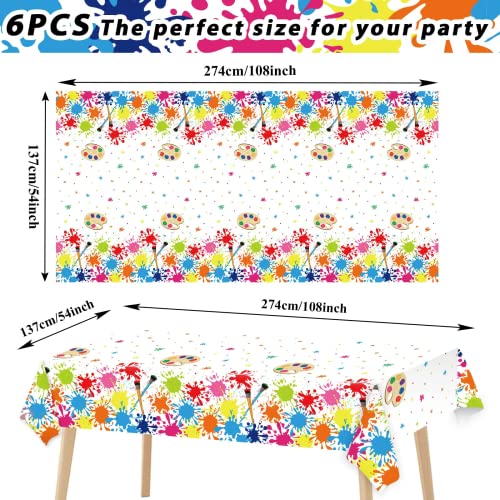 3-Pack Art Paint Tablecloths for Kids' Birthday Parties - 105 x 54 in