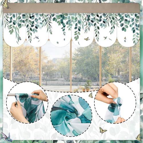 Eucalyptus Leaf Classroom Curtains - Set of 6 Valances 24x36in