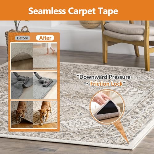 16 Pcs Anti-Slip Rug Tape for Hardwood Floors – Reusable Grippers