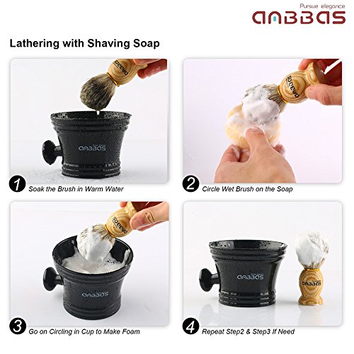 Anbbas Badger Hair Shaving Brush - Traditional Wet Shave with Natural Handle (Brush Variant)