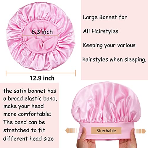 Silk Satin Hair Bonnet for Sleeping - Large Elastic Sleep Cap