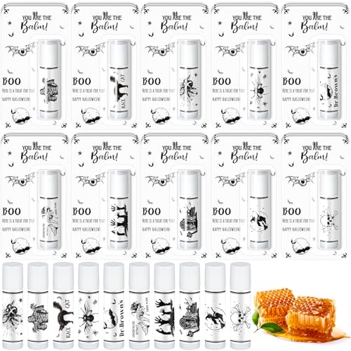 10 Pack Halloween Skull Lip Balms - Bat Design | Party Favors