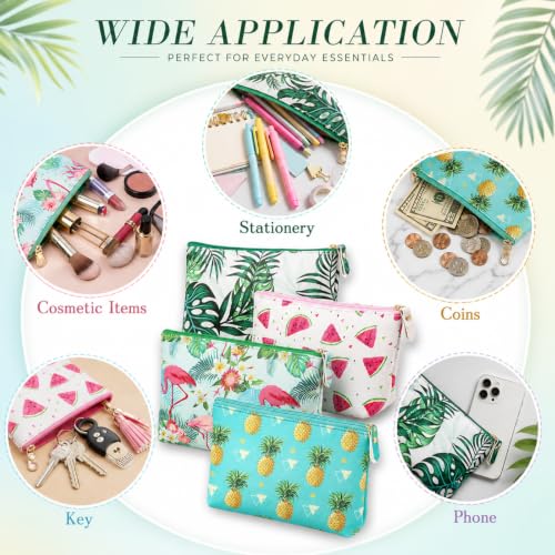 4-Piece Tropical Travel Cosmetic Bag Set - Waterproof Makeup Pouch