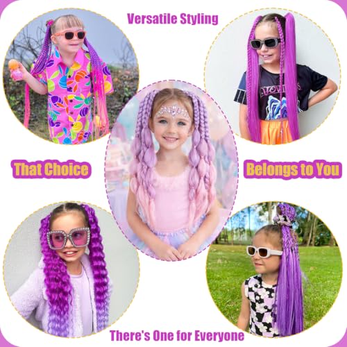 20 Inch Purple Pre-Stretched Braiding Hair Extensions - 2 Packs