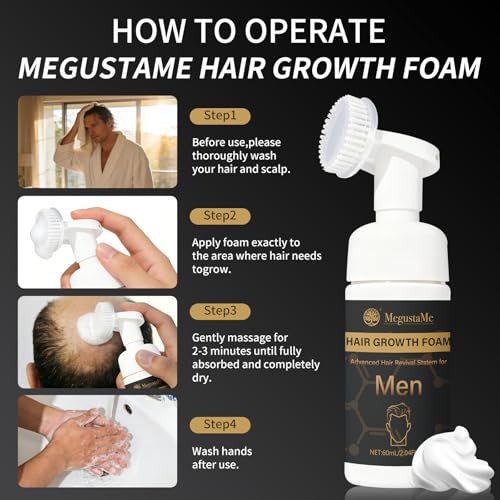 Men's Hair Growth Foam for Thinning Receding Hairline & Hair Loss - 60ml MegustaMe