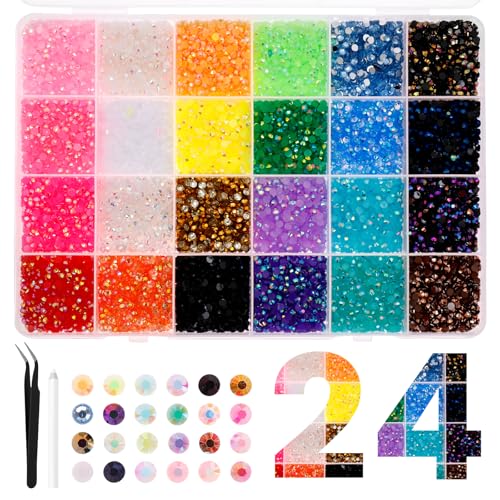 FALESOUL 24000Pcs Bedazzler Kit, 3mm Flatback Resin Rhinestones for Crafts