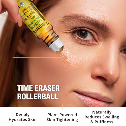 Seven Minerals Organic Castor Oil Eye Roller for Dark Circles & Wrinkles - 0.33 fl oz