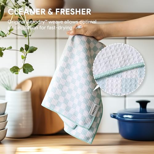RECYCO Waffle Kitchen Towels - Set of 2 Quick-Dry Microfiber