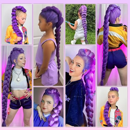 26-Inch Purple Pre-Stretched Braiding Hair Extensions - 2 Packs